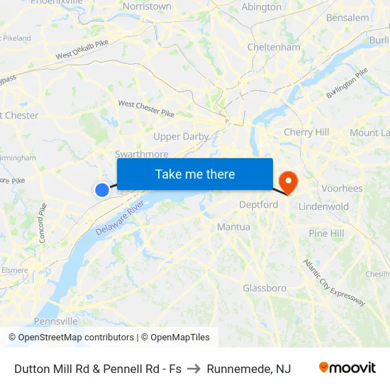Dutton Mill Rd & Pennell Rd - Fs to Runnemede, NJ map