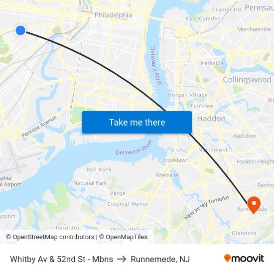 Whitby Av & 52nd St - Mbns to Runnemede, NJ map