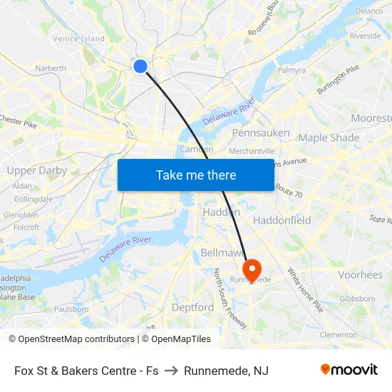 Fox St & Bakers Centre - Fs to Runnemede, NJ map