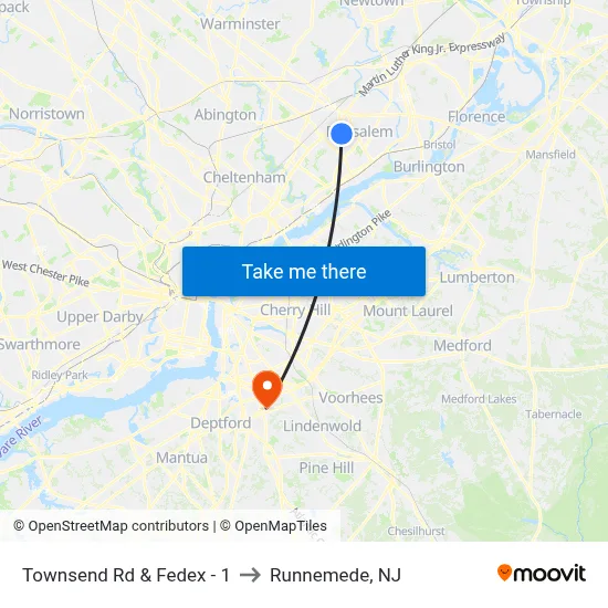 Townsend Rd & Fedex - 1 to Runnemede, NJ map