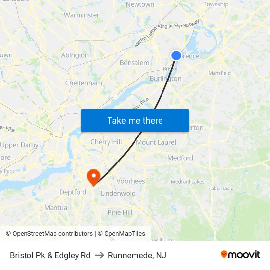 Bristol Pk & Edgley Rd to Runnemede, NJ map