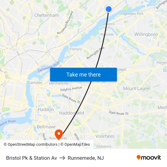 Bristol Pk & Station Av to Runnemede, NJ map