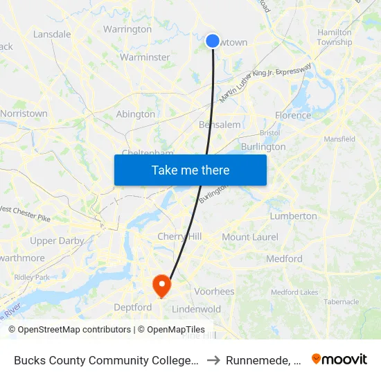 Bucks County Community College - 2 to Runnemede, NJ map