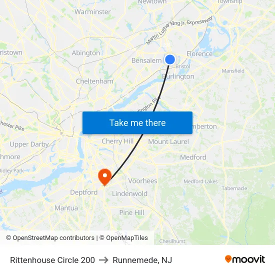 Rittenhouse Circle 200 to Runnemede, NJ map