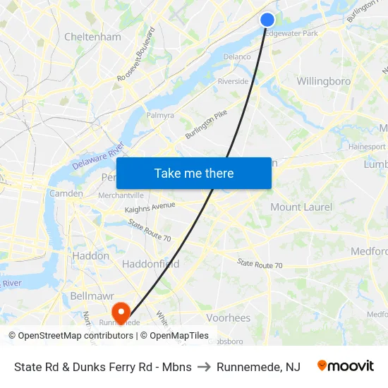 State Rd & Dunks Ferry Rd - Mbns to Runnemede, NJ map