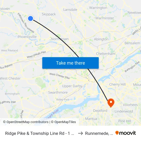 Ridge Pike & Township Line Rd - 1 Mbns to Runnemede, NJ map