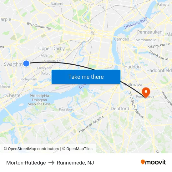 Morton-Rutledge to Runnemede, NJ map