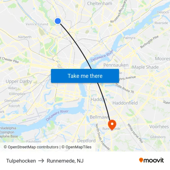 Tulpehocken to Runnemede, NJ map