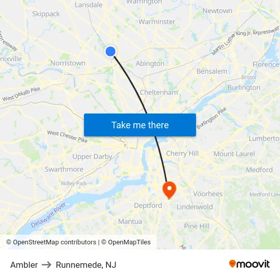 Ambler to Runnemede, NJ map
