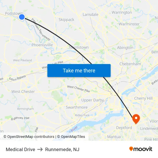 Medical Drive to Runnemede, NJ map
