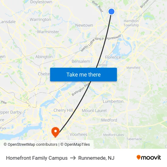 Homefront Family Campus to Runnemede, NJ map