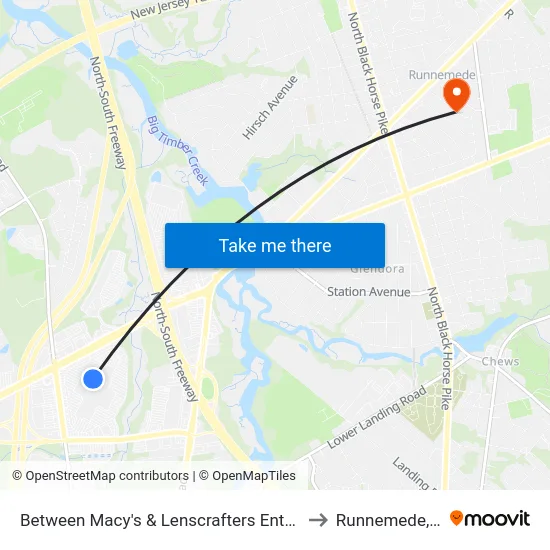 Between Macy's & Lenscrafters Entrances to Runnemede, NJ map