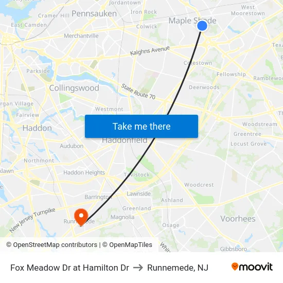 Fox Meadow Dr at Hamilton Dr to Runnemede, NJ map