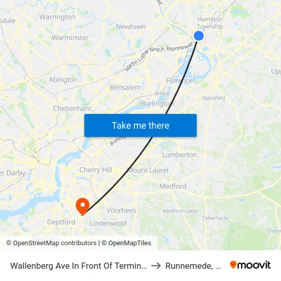 Wallenberg Ave In Front Of Terminal to Runnemede, NJ map