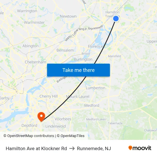 Hamilton Ave at Klockner Rd to Runnemede, NJ map
