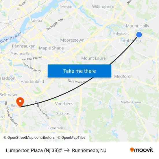 Lumberton Plaza (Nj 38)# to Runnemede, NJ map