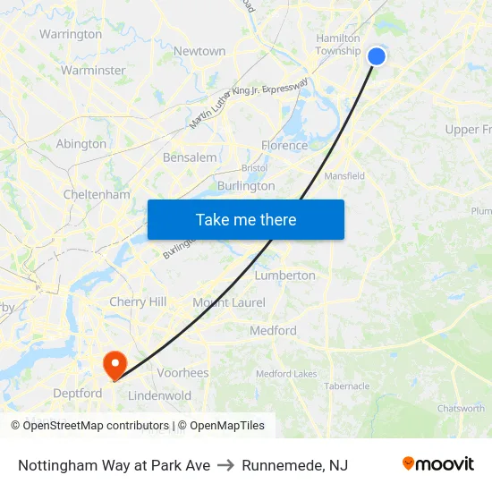 Nottingham Way at Park Ave to Runnemede, NJ map