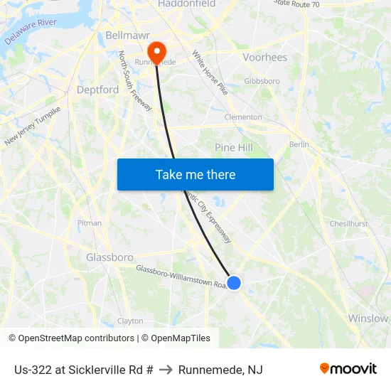 Us-322 at Sicklerville Rd # to Runnemede, NJ map