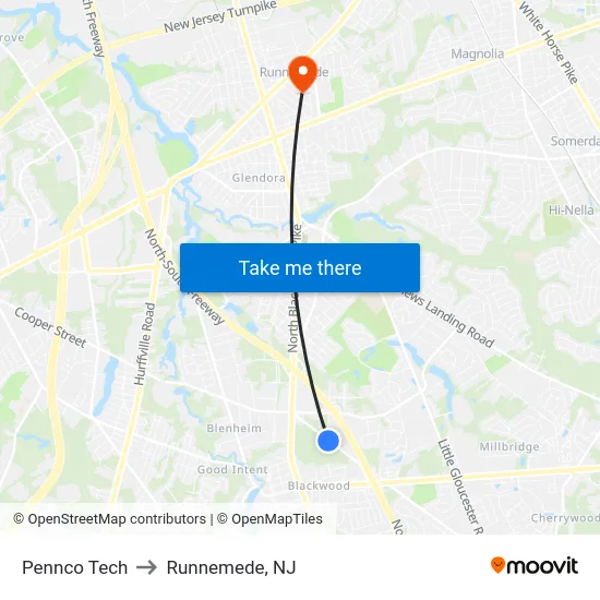 Pennco Tech to Runnemede, NJ map