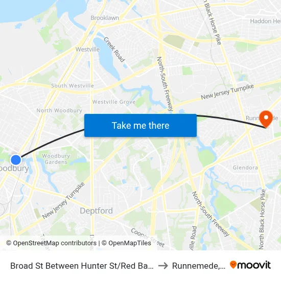 Broad St Between Hunter St/Red Bank Ave to Runnemede, NJ map