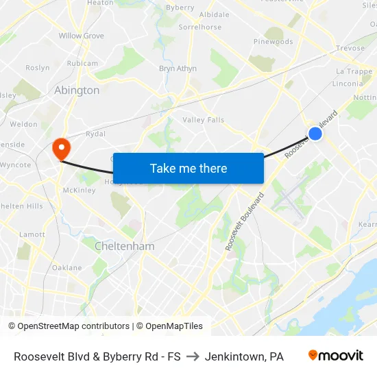 Roosevelt Blvd & Byberry Rd - FS to Jenkintown, PA map