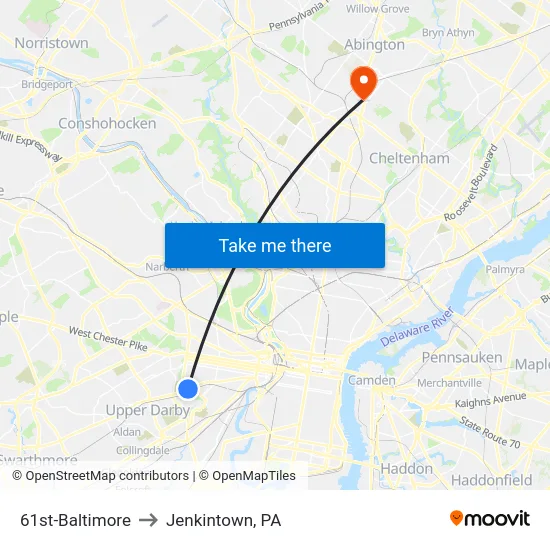 61st-Baltimore to Jenkintown, PA map