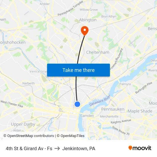 4th St & Girard Av  - Fs to Jenkintown, PA map