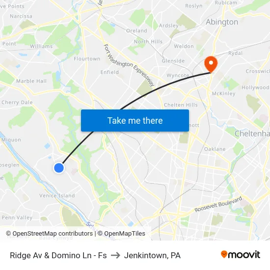 Ridge Av & Domino Ln - Fs to Jenkintown, PA map