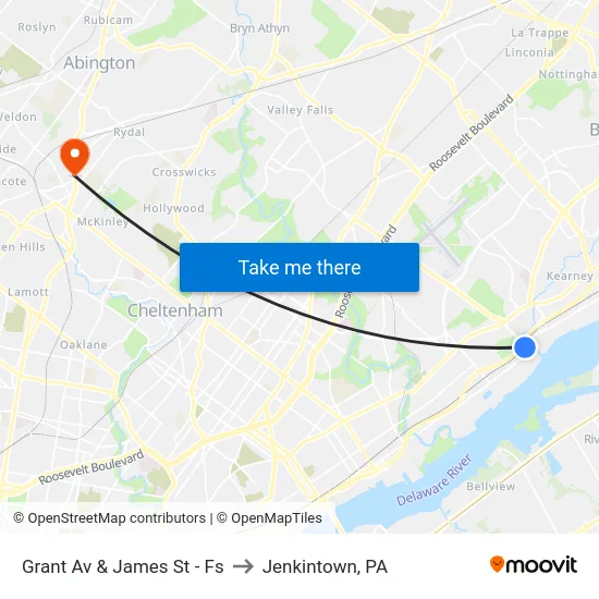 Grant Av & James St - Fs to Jenkintown, PA map