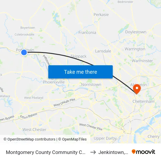 Montgomery County Community College to Jenkintown, PA map