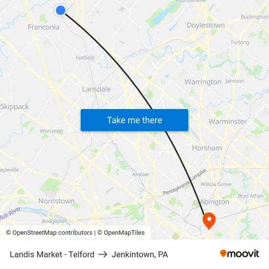 Landis Market - Telford to Jenkintown, PA map