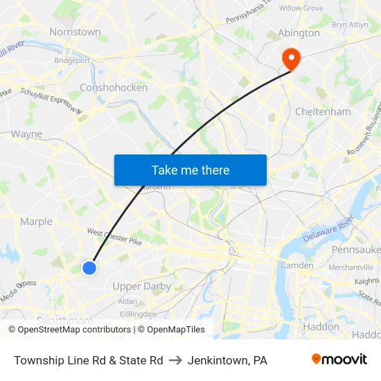 Township Line Rd & State Rd to Jenkintown, PA map
