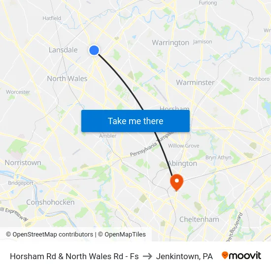 Horsham Rd & North Wales Rd - Fs to Jenkintown, PA map