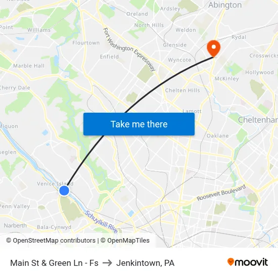 Main St & Green Ln - Fs to Jenkintown, PA map