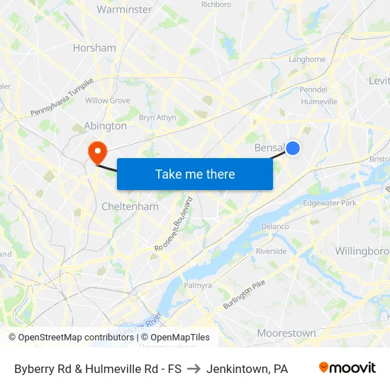 Byberry Rd & Hulmeville Rd - FS to Jenkintown, PA map