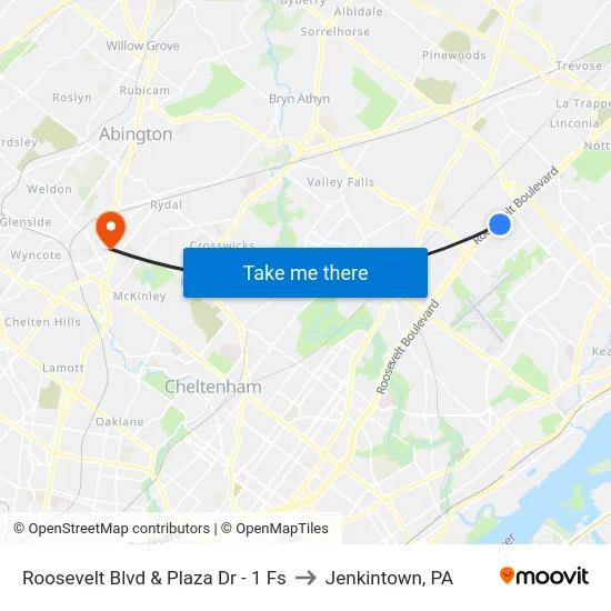 Roosevelt Blvd & Plaza Dr - 1 Fs to Jenkintown, PA map