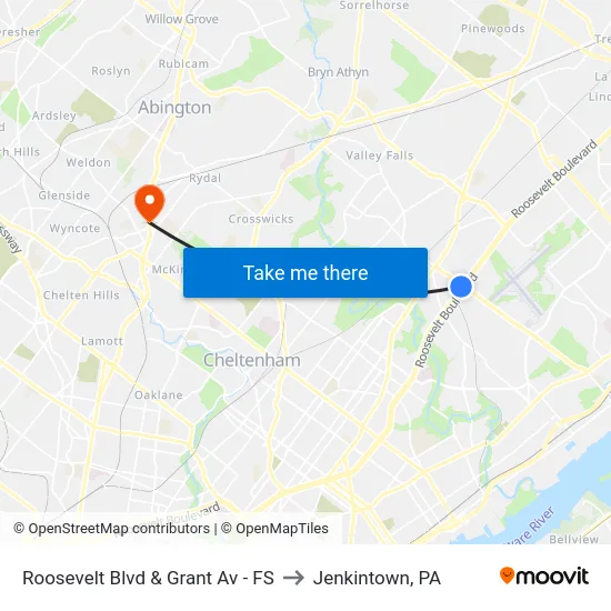 Roosevelt Blvd & Grant Av - FS to Jenkintown, PA map