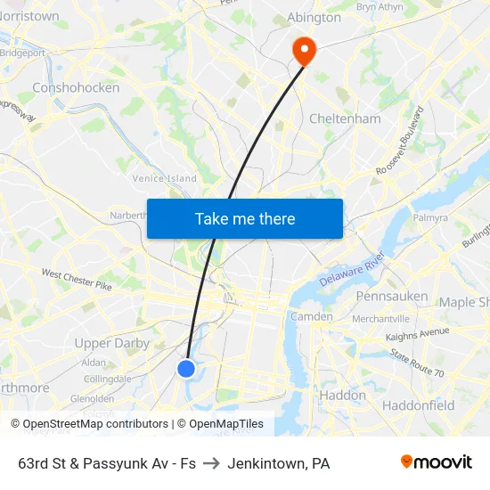 63rd St & Passyunk Av - Fs to Jenkintown, PA map