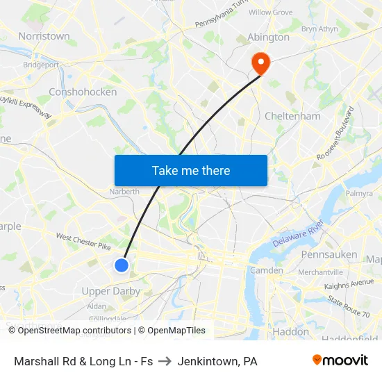 Marshall Rd & Long Ln - Fs to Jenkintown, PA map