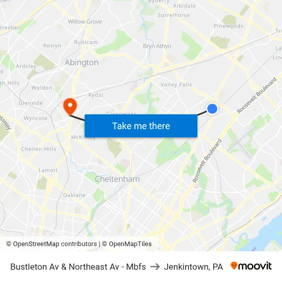 Bustleton Av & Northeast Av - Mbfs to Jenkintown, PA map