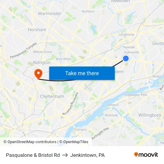 Pasqualone & Bristol Rd to Jenkintown, PA map