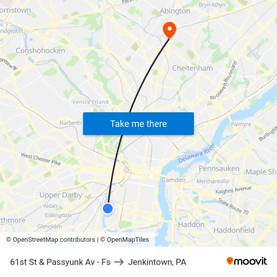 61st St & Passyunk Av - Fs to Jenkintown, PA map