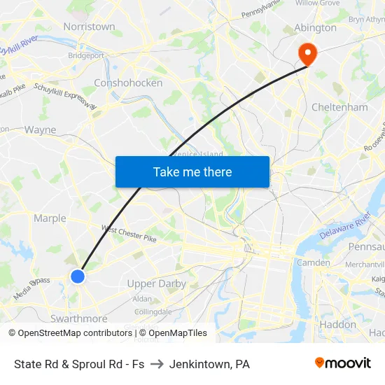 State Rd & Sproul Rd - Fs to Jenkintown, PA map