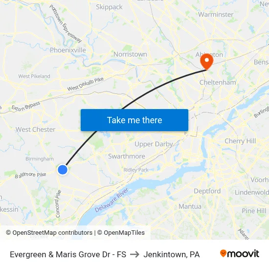 Evergreen & Maris Grove Dr - FS to Jenkintown, PA map