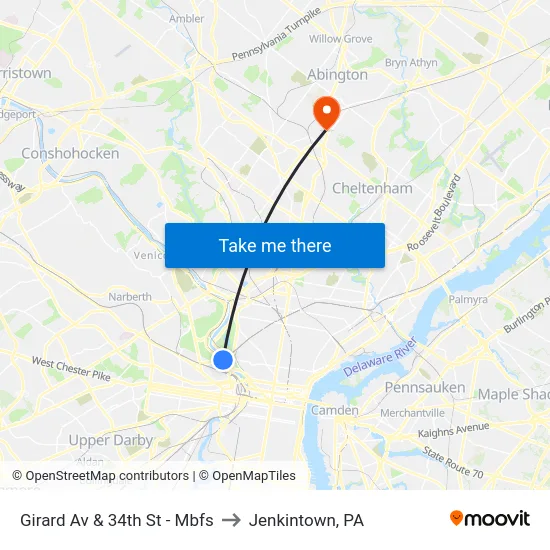 Girard Av & 34th St - Mbfs to Jenkintown, PA map