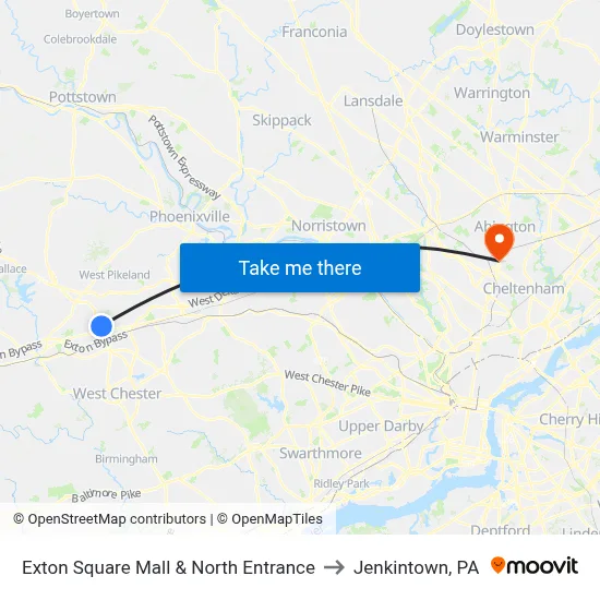 Exton Square Mall & North Entrance to Jenkintown, PA map