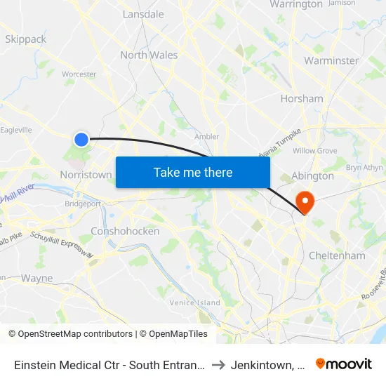 Einstein Medical Ctr - South Entrance to Jenkintown, PA map