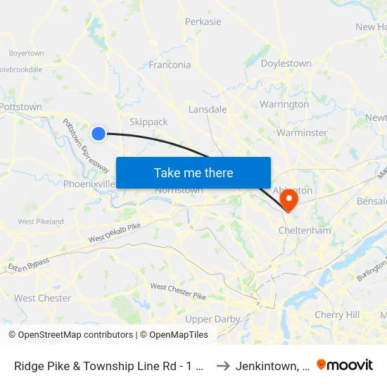 Ridge Pike & Township Line Rd - 1 Mbns to Jenkintown, PA map