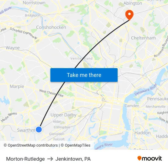 Morton-Rutledge to Jenkintown, PA map