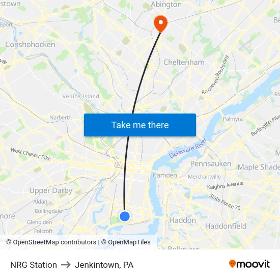 NRG Station to Jenkintown, PA map